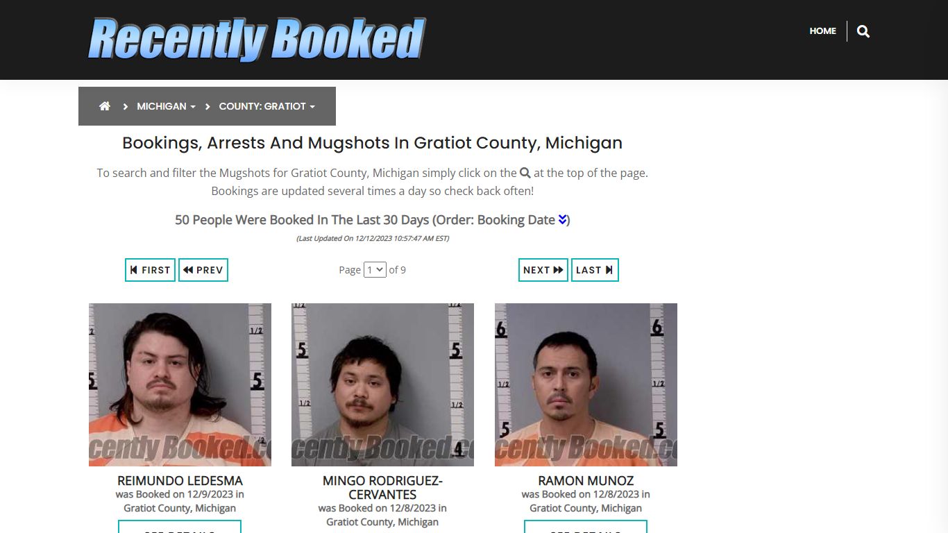 Recent bookings, Arrests, Mugshots in Gratiot County, Michigan