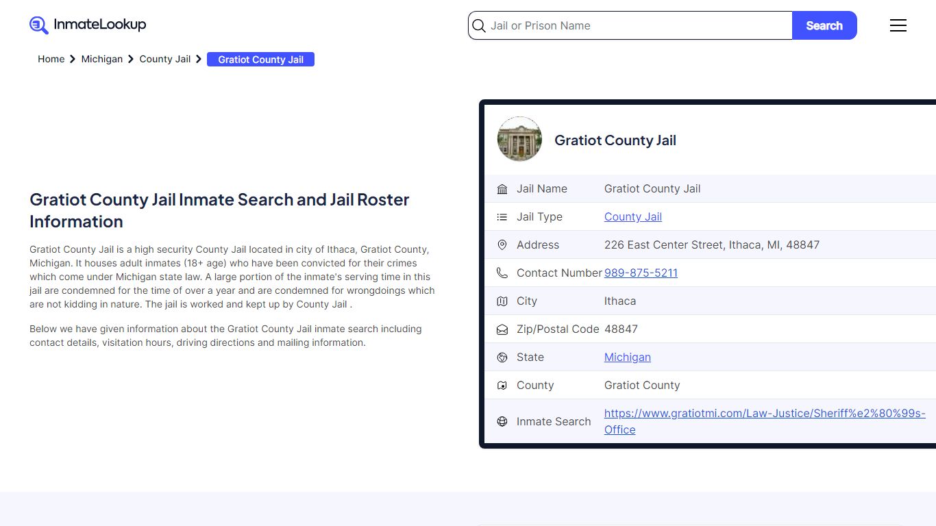 Gratiot County Jail Inmate Search, Jail Roster, Bookings, Arrests ...